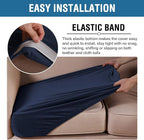 H.VERSAILTEX Velvet Stretch Couch Cushion Cover Plush Cushion Slipcover for Chair Loveseat Sofa Cushion Furniture Protector Seat Cushion Sofa Cover (3 Piece XL Sofa Cushion Covers, Navy)