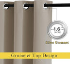 NICETOWN Taupe Window Treatments 66 inch Length 2 Panels Set, Grommet Blackout Room Darkening Thermal Curtains Sound Reducing for Bedroom/Kid Room, W66 x L66