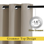 NICETOWN Taupe Blackout Curtains for Living Room, Grommet Thermal Insulated Room Darkening Window Treatments Sound Proof Drapes for Bedroom/Boys Room, 2 Panels, W52 x L90