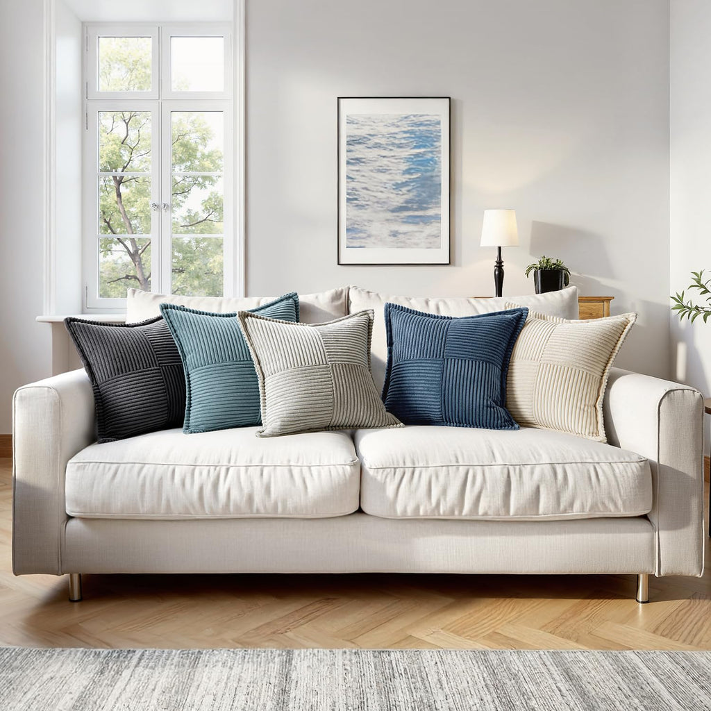 MIULEE Decorative Throw Pillow Covers for Couch 12x12 Inch Blue 2 Pack