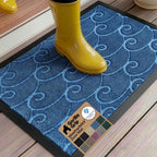 GORILLA GRIP 100% Waterproof All-Season WeatherMAX Doormat 35x23, US Designed Natural Rubber, Stain and Fade Resistant, Low Profile Indoor Outdoor Door Mats, Easy Clean Patio Mat, Ocean Blue Waves