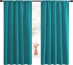 NICETOWN Peacock Blue Blackout Curtains Panels for Window, Thermal Insulated Rod Pocket Blackout Drapes/Draperies for Living Room (2 Panels, W52 x L63 inches)