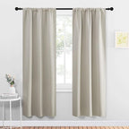 NICETOWN Blackout Curtains for Living Curtains, Room Darkening Window Curtain Panels, Easy-Care Solid Thermal Insulated Draperies/Drapes for Daughter Room (Natural, 2 Panels, 34 by 72)