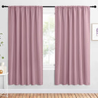 NICETOWN 2 Panels Blackout Curtains, Rod Pocket Window Curtains Room Darkning Drapes for Bedroom/Living Room, Thermal Insulated Solid Draperies for Home Office/Study, 62 by 72-Inch, Rouge Pink