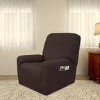 PureFit Super Stretch Chair Sofa Slipcover with Pocket – Spandex Non Slip Soft Couch Sofa Cover, Washable Furniture Protector with Elastic Bottom for Kids, Pets （Recliner, Chocolate）