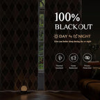 Beauoop 100% Blackout Curtains 90 Inches Long 2 Panels for Bedroom Living Room Brown Grey Moroccan Geo Room Darkening Thermal Insulated Soundproof Grommet Top Window Treatments Drapes, 50x90 Set of 2