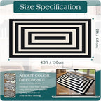 Front Door Mat Indoor Entrance - 2x4.3 Ft Modern Washable Layered Doormat Outdoor Entrance Porch Rug Non-Slip Black White Geometric Runner Rug for Kitchen Bedroom Laundry Room Porch Decor