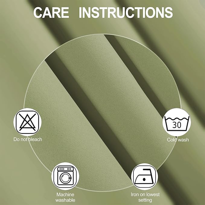 LEMOMO Sage Green Thermal Blackout Curtains/42 x 95 Inch/Set of 2 Panels Room Darkening Curtains for Bedroom