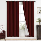 Yakamok Room Darkening 100% Blackout Curtains Grommet Window Treatments with 2 Thick Layers-Burgundy Red Thermal Insulated Drapes Set of 2 Panels for Bedroom Living Room 52 Inches by 72 Inches Length