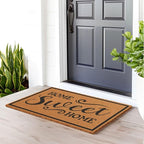 Barnyard Designs Natural Coco Coir Heavy Duty Backing Doormat - Large Cute Non-Slip Front Door Welcome Mat for Outside Entrance or Porch Entry, Brown (24x36, Home Sweet Home)