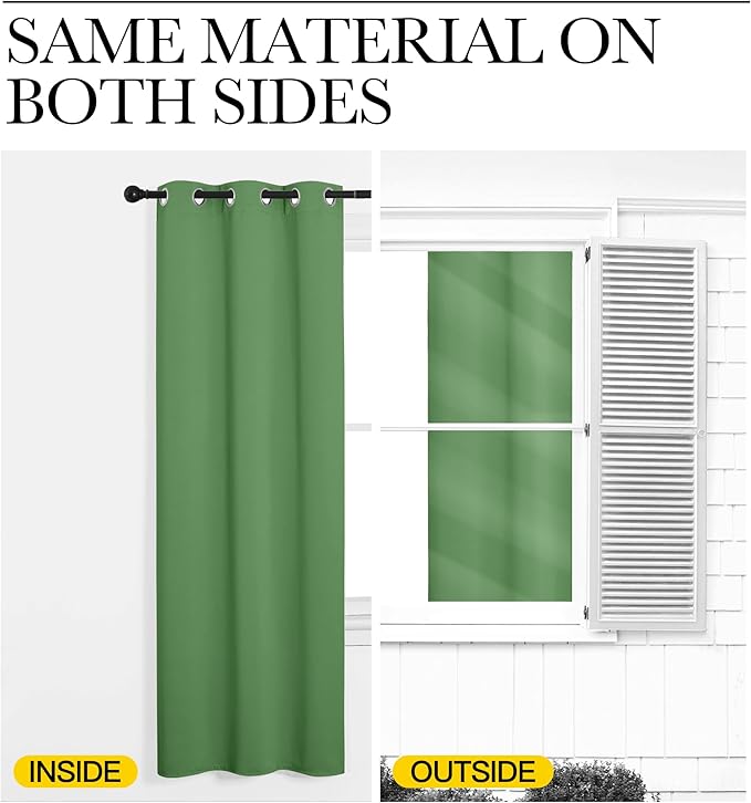 NICETOWN Blackout Curtain Panels for Bedroom, Forest Green, 2 Panels, W70 x L63-inch, Grey, Thermal Insulated Grommet Top Blackout Draperies and Drapes for Basement