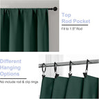 Simplebrand Ava Ever Green Short Blackout Curtains for Bedroom 45 Inches Long 2 Panels Set, Solid Thermal Insulated, Energy Saving Window Treatment Curtains Blackout Drapes, W40 x L45 Inch, Ever Green