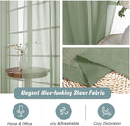 Sage Green Sheer Curtains 90 Inches Long 2 Panels, Light Filtering Solid Sheer Curtains for Bedroom Living Room, Lightweight Soft Airy Voile Sheer Drapes, Dual Rod Pocket, 2x42Wx90L Inches