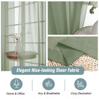 Ebesto Extra Wide Sage Green Sheer Curtains for Windows 108 inches Long, Lightweight Light Filtering Soft Drapes for Living Room Bedroom, Dual Rod Pocket Sheer Curtains, 2x59Wx108L inches, 9FT, 2PCS