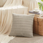 Fancy Homi 4 Packs Taupe Decorative Throw Pillow Covers 24x24 Inch for Living Room Couch Bed, Rustic Modern Farmhouse Boho Home Decor, Soft Plush Corduroy Cute Square Accent Cushion Case 60x60 cm