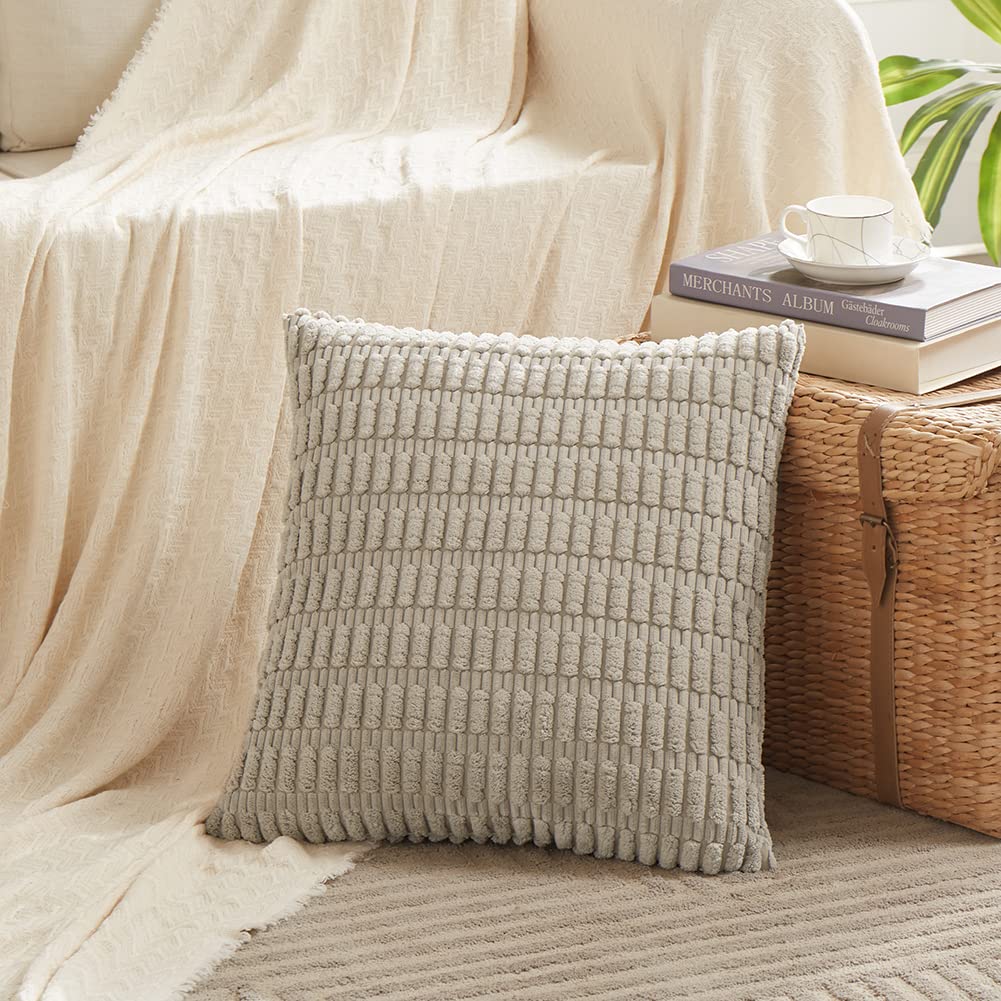 Fancy Homi 4 Packs Decorative Throw Pillow Covers for Living Room Couch Bed, Modern Farmhouse Boho Home Décor Accent Cushion Case, 24" x 24", Neutral