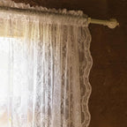 YJ YANJUN Vintage Lace Curtains 54 Inches Length- Victorian Floral Pattern White Sheer Curtain Panels for Living Room Bedroom Bathroom Light Filtering, Country Cottage Core Drapes 2 Panels 52W x 54L