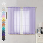 OVZME Lavender Sheer Curtains 54 Inches Long 2 Panels - Soft Light Filtering Window Sheer Panels for Living Room/Bedroom, Top Dual Rod Pocket, 1 Pair, Each 42Wx54L Inches