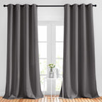 NICETOWN Blackout 102 inch Curtains for Living Room, Grommet Thermal Curtains Room Darkening Window Treatments Sound Reducing for Bedroom, Grey, 2 Panels, W52 x L102