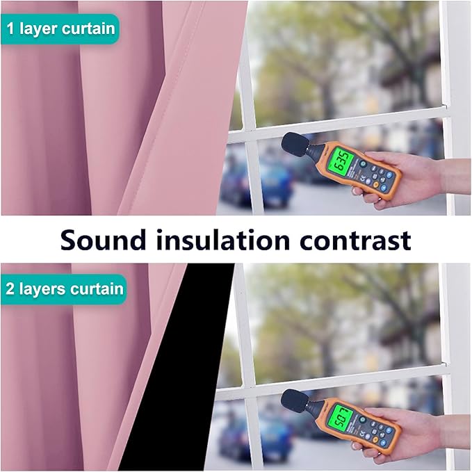 NICETOWN Crystal Pink Full Shade Curtain Panels, 37" Wide x 70" Long, Pair of Thermal Insulated & Energy Efficiency Blackout Curtains for Living Room Windows, Lined Silky Performance Window Dressing