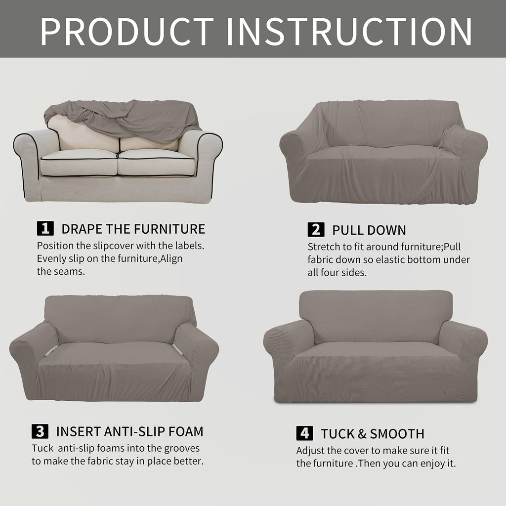 Easy-Going Stretch Oversized Chair Slipcover with Arm Washable Taupe