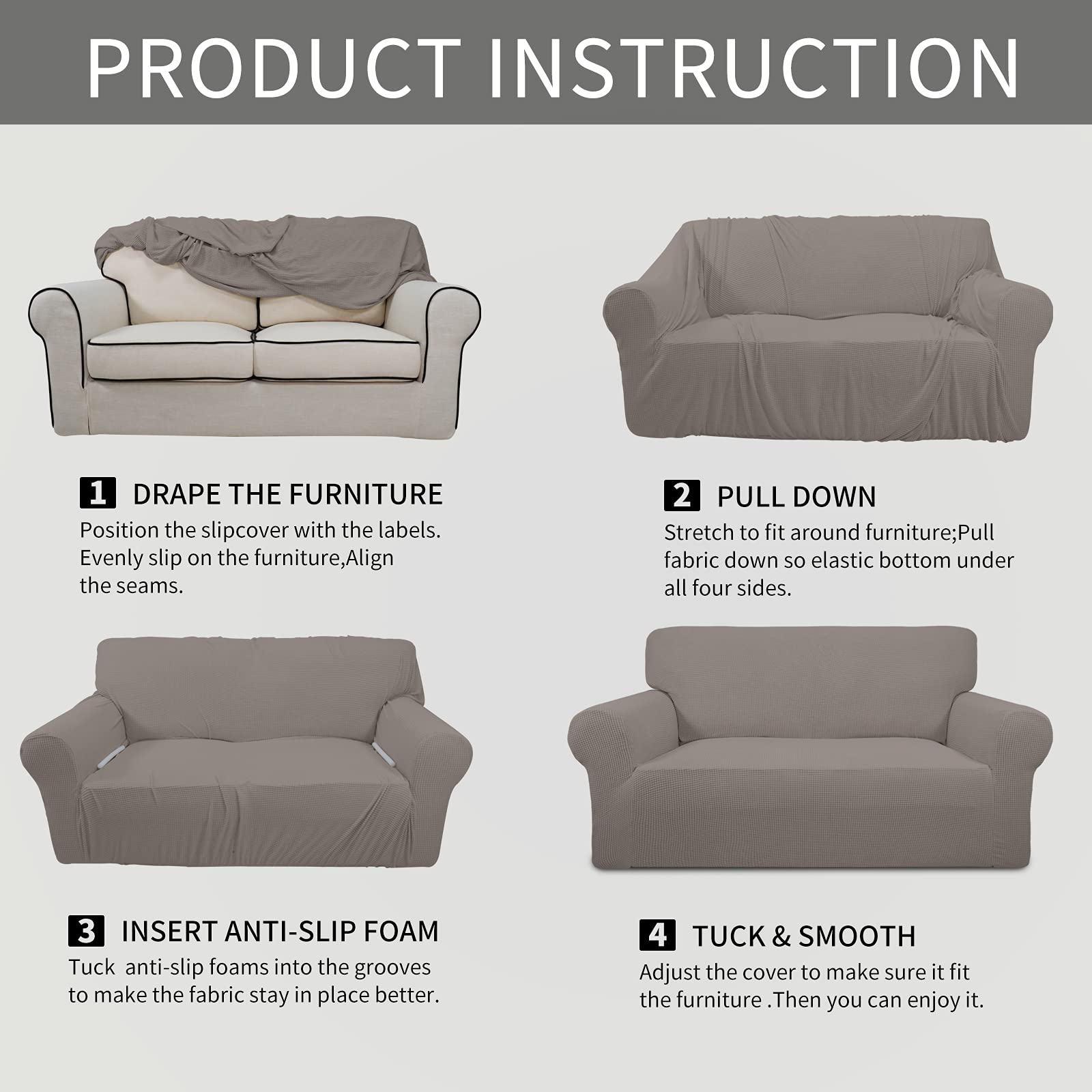 Easy-Going Stretch Oversized Chair Slipcover with Arm Washable Taupe