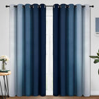 Yakamok Blue and Greyish White Ombre Curtains, Room Darkening Gradient Color Curtains for Bedroom, Light Blocking Thermal Insulated Window Drapes for Living Room(2 Panels, 70x84 Inch)