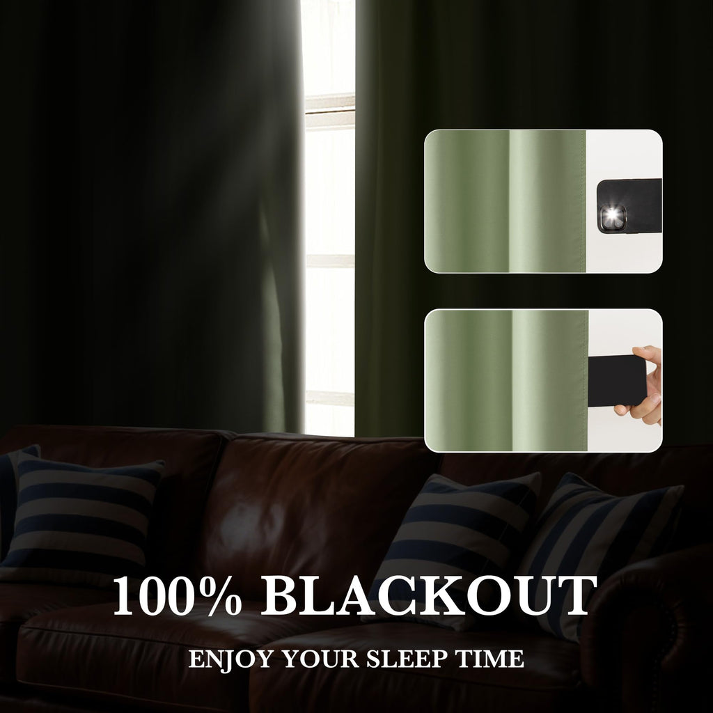 RYB HOME 100% Blackout Short Curtains for Small Window, Thermal Insulated