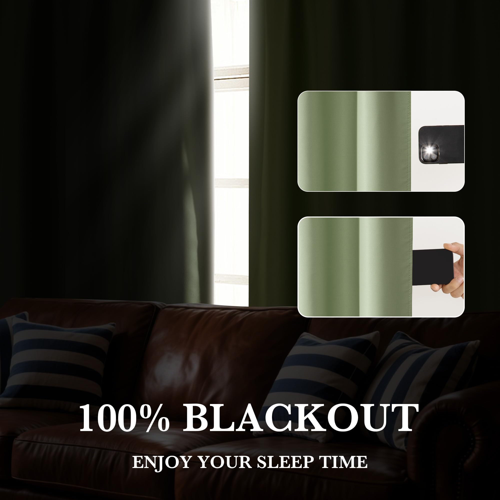 RYB HOME 100% Blackout Short Curtains for Small Window, Thermal Insulated