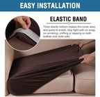 H.VERSAILTEX Velvet Stretch Couch Cushion Cover Plush Cushion Slipcover for Chair Loveseat Sofa Cushion Furniture Protector Seat Cushion Sofa Cover (2 Piece Large Sofa Cushion Covers, Brown)