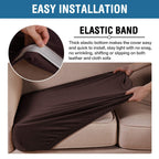 H.VERSAILTEX Velvet Stretch Couch Cushion Cover Plush Cushion Slipcover for Chair Loveseat Sofa Cushion Furniture Protector Seat Cushion Sofa Cover (2 Piece Large Sofa Cushion Covers, Brown)