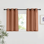 NICETOWN Caramel Linen Curtains for Kitchen, Thick Flax Small Window Treatments Semi Sheer Privacy Assured with Light Through for Cafe/Bathroom, W34 x L36, 2 Panels