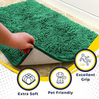 Muddy Mat® | Super Absorbent Door Mat Indoor, Microfiber Quick Dry Chenille Entryway Rug, Non-Slip Front Door Mat, Indoor Mats for Entryway, Machine Washable Pet Rug, Dark Green 30"x19"