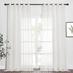 NICETOWN Beige Sheer Window Curtains Extra Long, Silver Grommet Light Filter Window Drapes Airy & Breathable Living Room Voile Panels Elegant for Flat/Apartment, W70 x L108