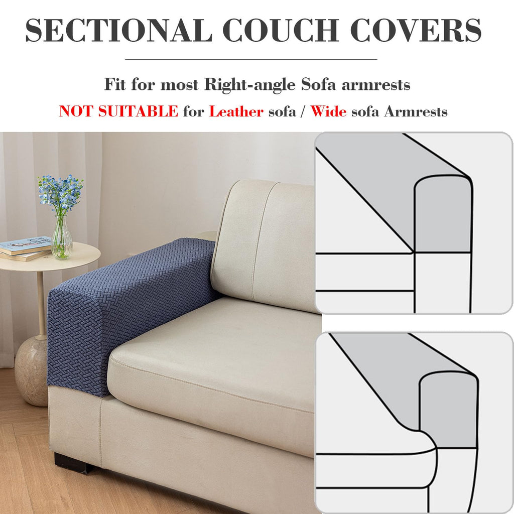 Disayu 2Pcs Couch Arm Covers, Armrest Cover for Sofa, Sofa Arms Covers Washable Arms with Twist Pins Soft,Skin-Friendly for Pets (Texture Light Gray, Armrest Cover)