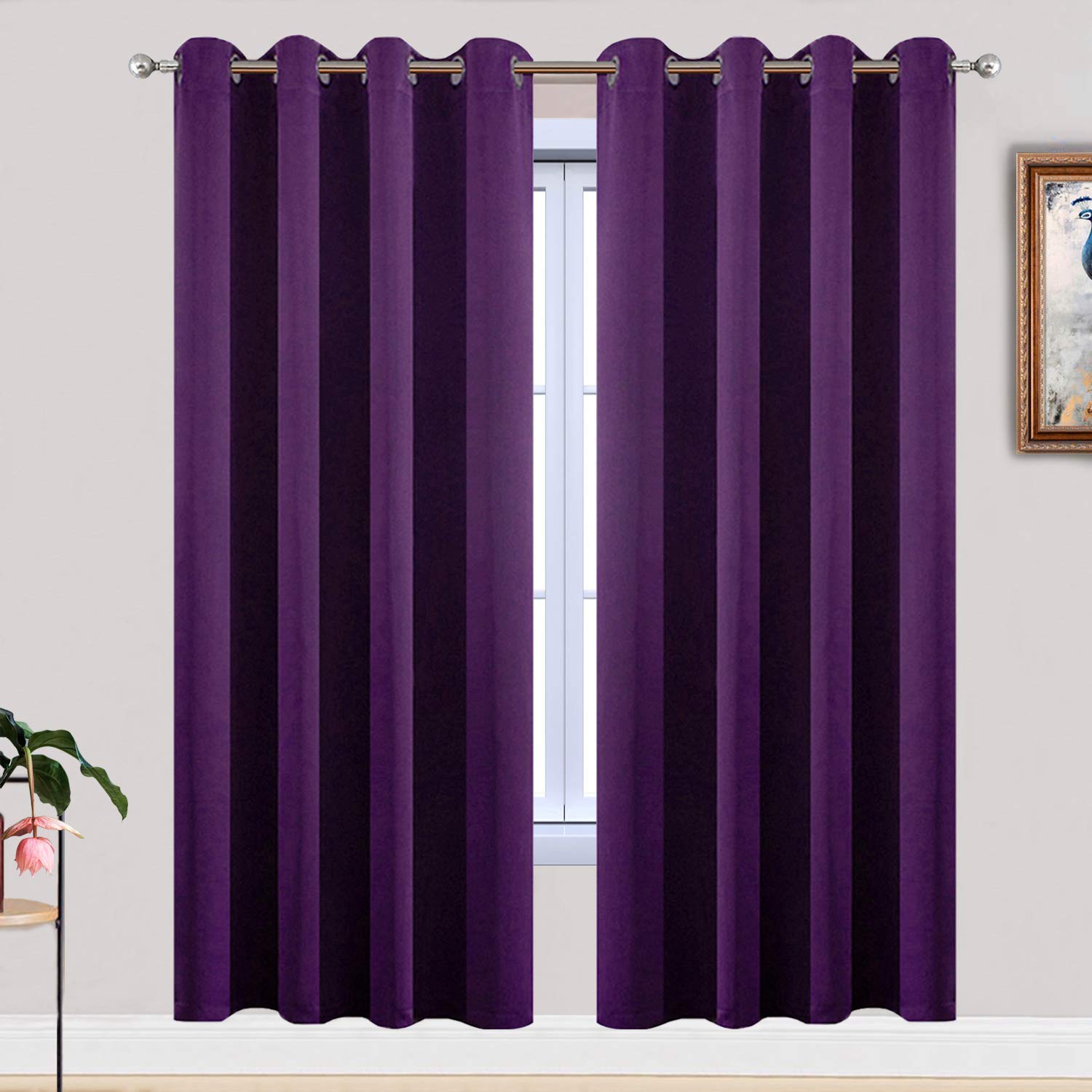Yakamok Room Darkening Curtains 52x72 inch Length Purple-Living Room