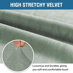 H.VERSAILTEX 1 Peice Stretch Velvet Sofa Covers for 3 Cushion Couch Covers Sofa Slipcovers Furniture Protector Soft, Crafted from Thick Comfy Rich Velour (Sofa 72"-90", Sea Grass)