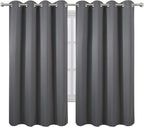 LEMOMO Grey Bedroom Blackout Curtains/52 x 63 Inch Long/Set of 2 Curtain Panels/Thermal Insulated Room Darkening Curtains for Bedroom