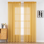 MIULEE 2 Panels Fall Sheer Curtains for Living Room 54X84 Inch Gold