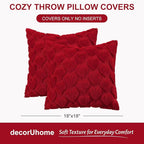 decorUhome Valentine’s Day Soft Plush Throw Pillow Covers 20x20 Inch Set of 2, Faux Fur Red Heart Decoration Neutral Square Pillow Covers for Couch Sofa Bed Cozy Farmhouse Holiday Decor