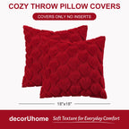 decorUhome Red Heart Cute Girl Faux Fur Throw Pillow Covers 18x18 Set of 2