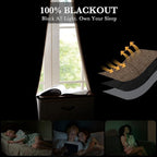 RYB HOME Coffee 100% Blackout Short Curtains 52 Width 45 inch Length, Light Blocking & Thermal Insulated Curtains for Kitchen/Small Window/Bathroom/Basement, 2 Panels