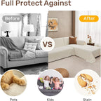 Houmiggle 2 Pieces Sectional Couch Covers L Shaped Cover XL Cream White