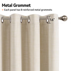 Linen Textured Total Blackout Curtains 63 Inches Long, Butter Cream