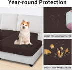 Easy-Going Stretch 3 Pieces Couch Cushion Covers for Sectional Sofa Left/Right L Shape Chaise Lounge Sofa Seat slipcover Anti-Slip Sofa Cover Soft (2 Seater + 1 Chaise, Chocolate)