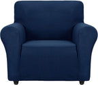 ZNSAYOTX Super Stretch Chair Slipcover Universal Sofa Chair Covers for Living Room Dogs Pet Furniture Protector Spandex Armchair Slipcovers with Anti Slip Foam Sticks (Navy Blue, Chair)