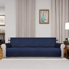 PureFit Reversible Quilted Sofa Cover, Water Resistant Slipcover Furniture Protector, Washable Couch Cover with Non Slip and Elastic Straps for Kids, Dogs, Pets (XX Large, Navy/Ivory)