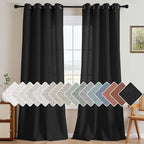 H.VERSAILTEX Living Room Linen Curtains Home Decorative Nickel Grommet Curtains Privacy Added Energy Saving Light Filtering Window Treatments Panels for Bedroom, Heather Black, 2 Panels, 52 x 96 Inch