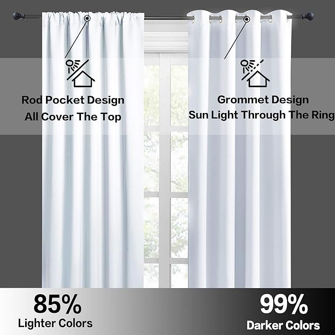 RYB HOME Short Curtains for Bedroom, Room Darkening, Rod Pocket
