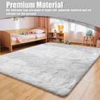8x10 Fluffy Area Rugs for Living Room,White Large Shag Area Rug for Bedroom